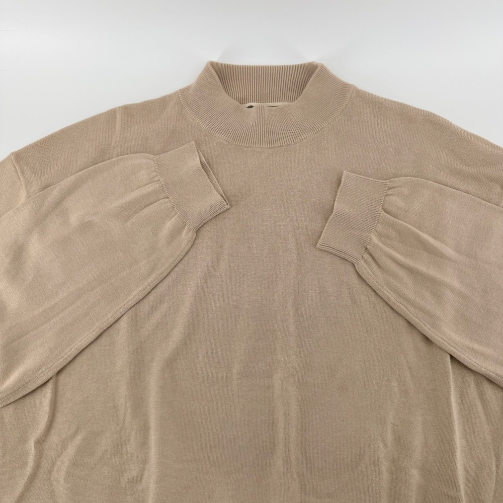 Pronto Uomo Silk Cotton Mock Neck‎ Sweater Tall Knit Tan Beige 2XLT